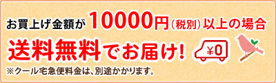 お買い上げ金額が1万円（税別）以上の場合、送料無料でお届け！（※クール宅急便料金は別途かかります）